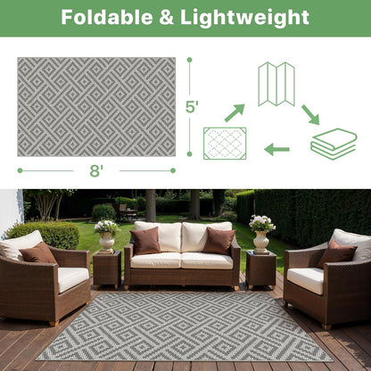 GENIMO Outdoor Rug, Waterproof Plastic Rugs for Patio, 5'x8' Cloud Grey