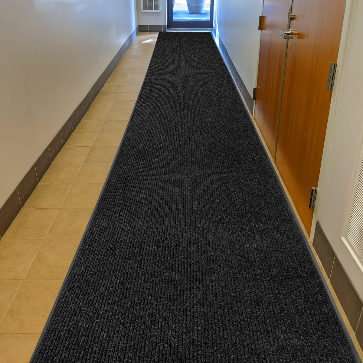 MaxMat® Heavy Duty Entry Floor Mat - Large Commercial, Indoor/Outdoor, Waterproof, Easy to Clean, Low-Profile Door Mat (4 x 6 Feet, Brown, MXM-RIB0046BR)