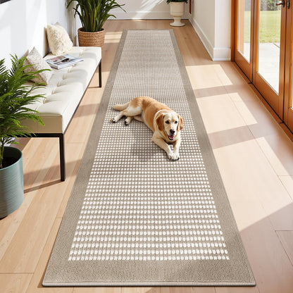 Ileading Laundry Room Runner Rug 2'x6' Non Slip Farmhouse Kitchen Floor Mats with Rubber Backing Machine Washable Beige Indoor Decor Carpet for Doormat Hallway Entryway Petmat Garage Balcony