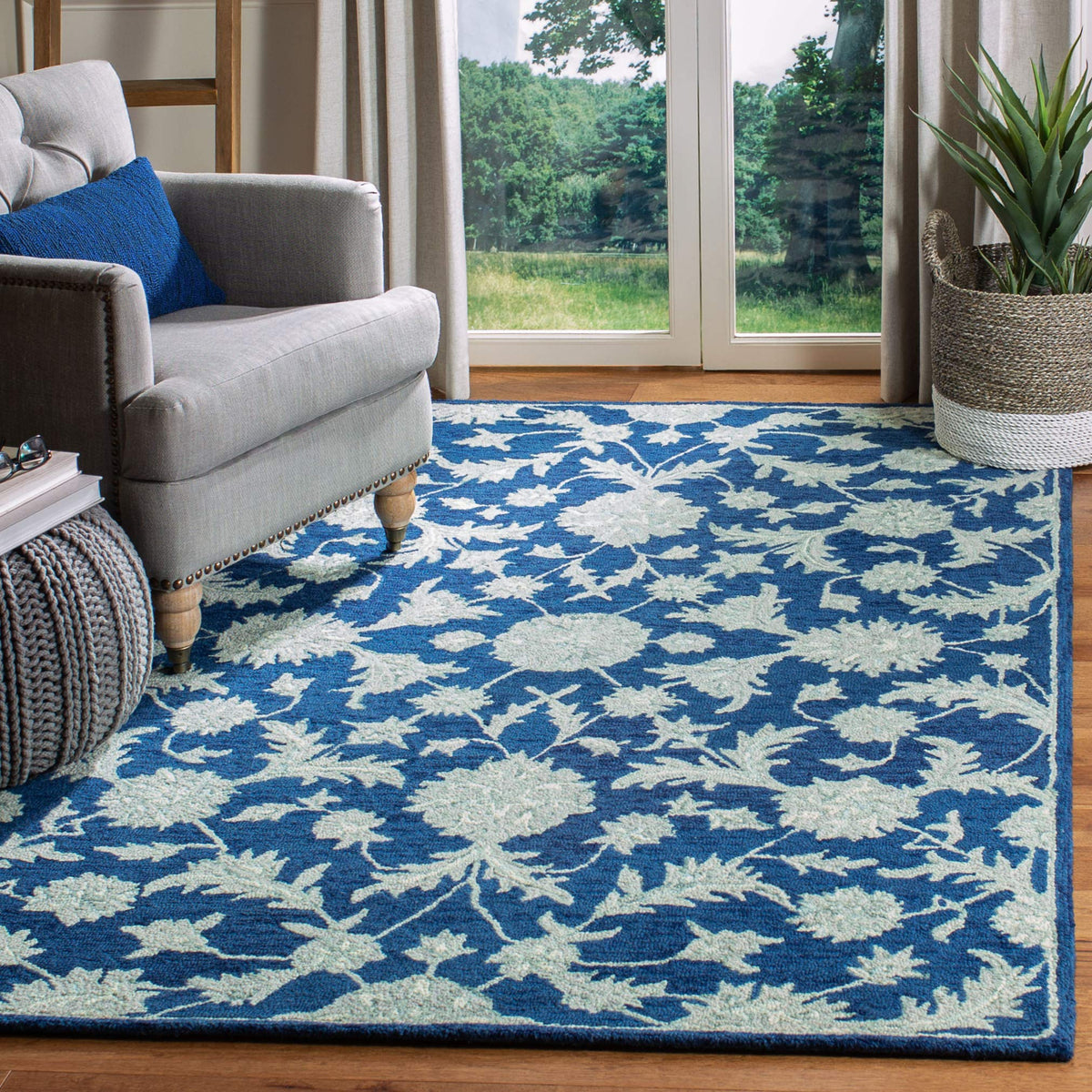 SAFAVIEH Micro-Loop Collection Accent Rug - 3' x 5', Grey & Ivory, Handmade Country Cottage Wool, Ideal for High Traffic Areas in Entryway, Living Room, Bedroom (MLP506F)