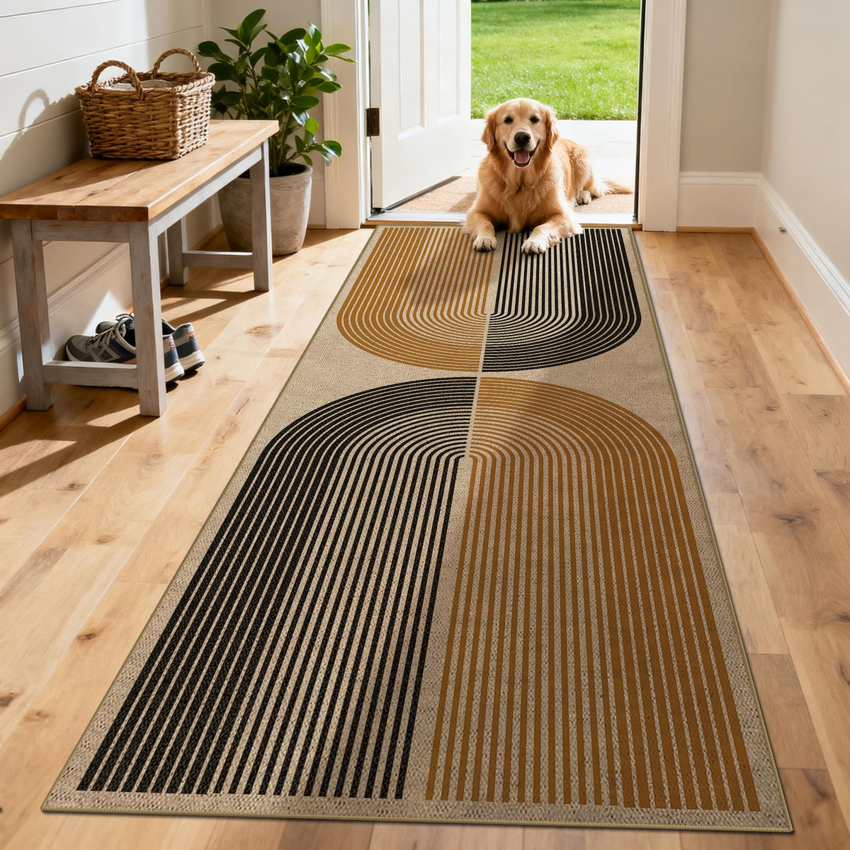 Washable 8x10 Modern Rainbow Easy Jute Indoor Outdoor Rug for Living Room