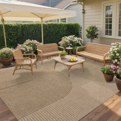 Easy Jute Rug for Pet Homes: 4x6 Outdoor Rug - Geometric Arch Pattern