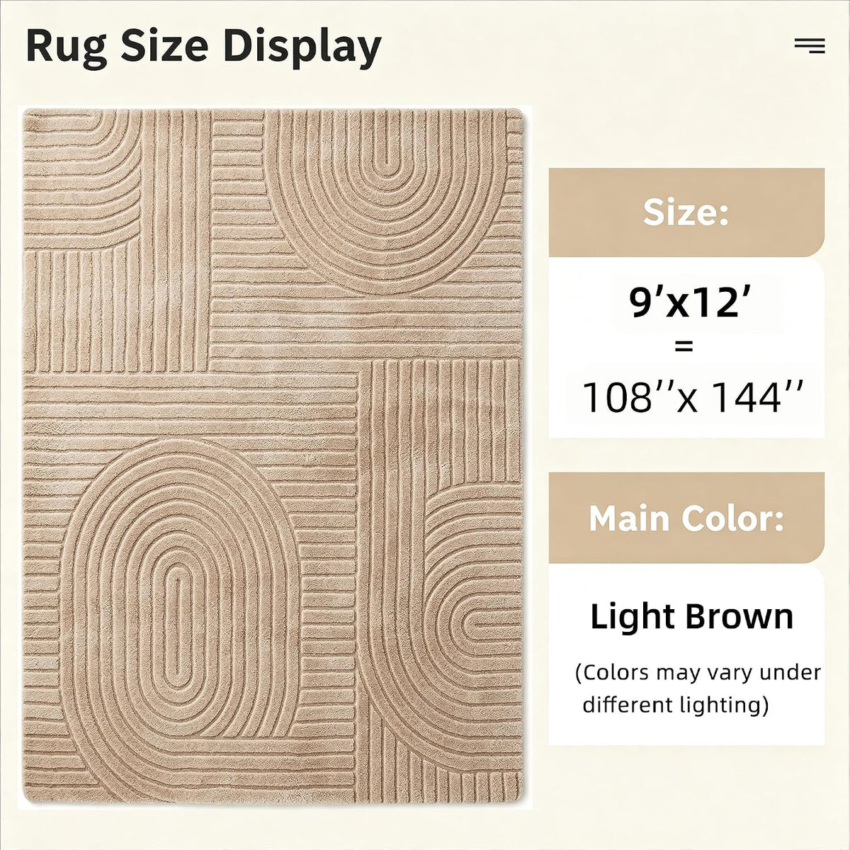 Brown Solid Area Rug 9x12 Large Washable Soft Rugs for Living Room