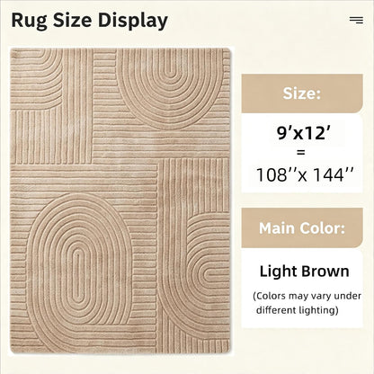 Brown Solid Area Rug 9x12 Large Washable Soft Rugs for Living Room