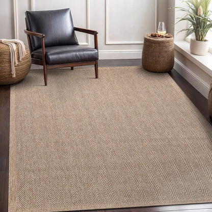 CAMILSON Easy Jute Rug 10x14, Indoor Outdoor Natural Color Fiber Area Rugs for Living Room Patio and Kitchen Rug, Sisal Boho Woven Design, Easy-Cleaning, Washable Outside Carpet Alfombras (10 x 14)