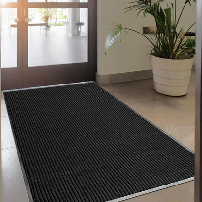 MaxMat® Heavy Duty Entry Floor Mat - Large Commercial, Indoor/Outdoor, Waterproof, Easy to Clean, Low-Profile Door Mat (4 x 6 Feet, Brown, MXM-RIB0046BR)