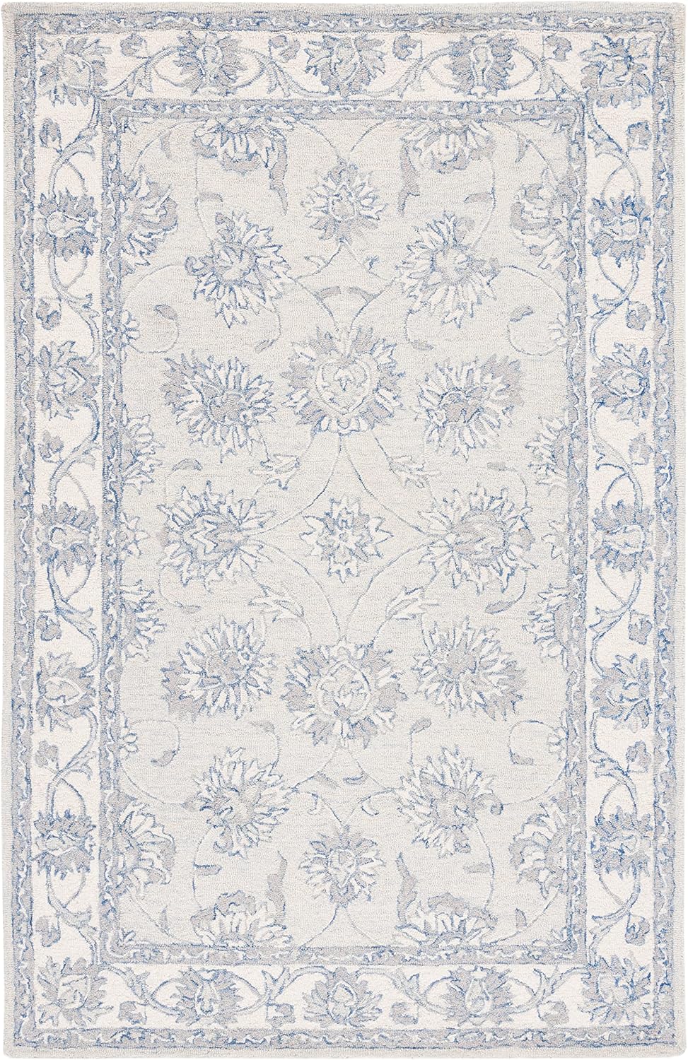 SAFAVIEH Micro-Loop Collection Area Rug - 6' x 9', Light Blue & Ivory, Handmade Wool, Ideal for High Traffic Areas in Living Room, Bedroom (MLP536L)