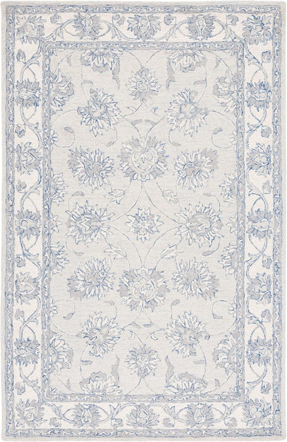 SAFAVIEH Micro-Loop Collection Area Rug - 6' x 9', Light Blue & Ivory, Handmade Wool, Ideal for High Traffic Areas in Living Room, Bedroom (MLP536L)