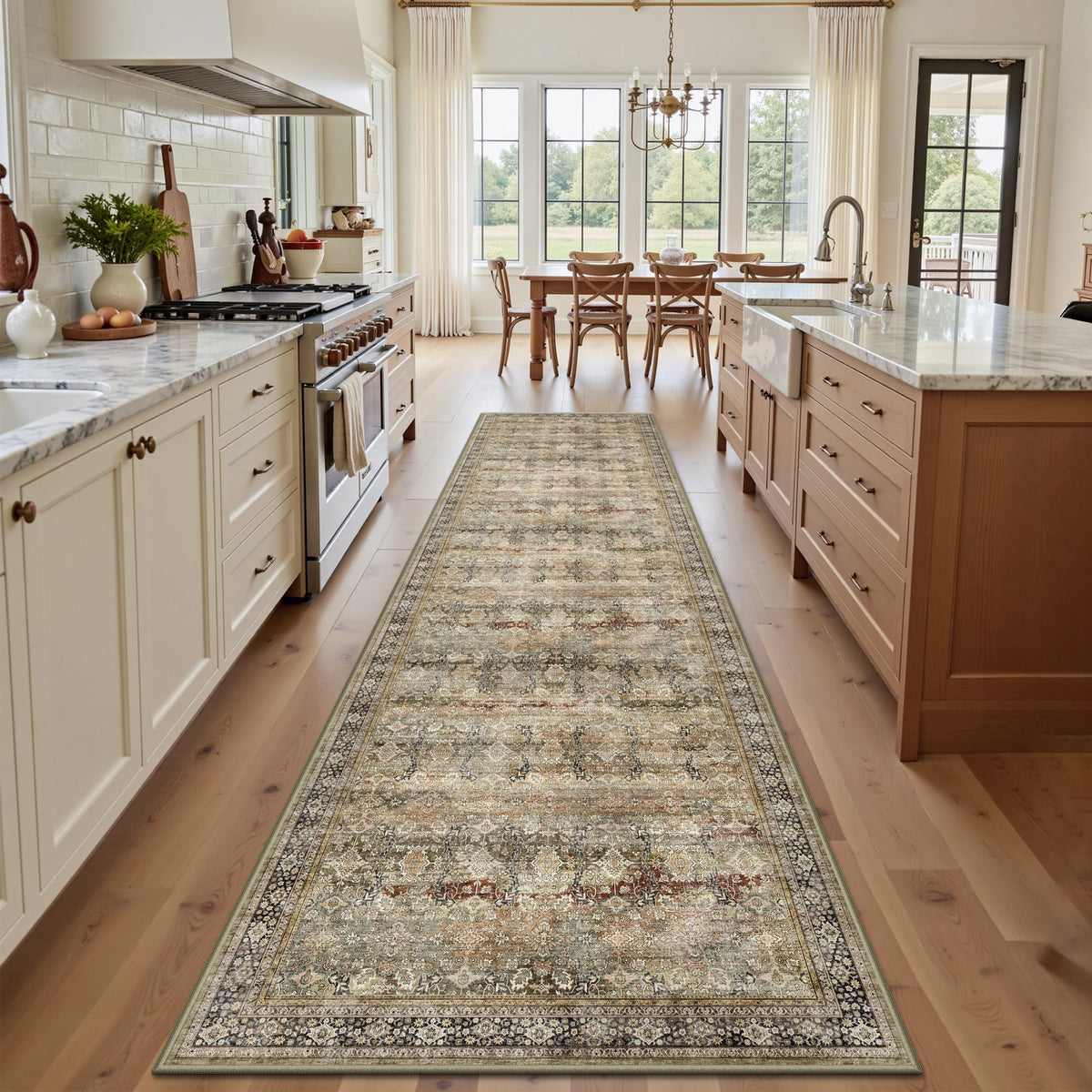 8x10 Area Rugs for Living Room - Washable Vintage Retro Large Rug, Soft Ultra Thin Non Slip Low Pile Traditional Distressed Boho Carpet for Bedroom Dining Room Home Office, Rust Clay