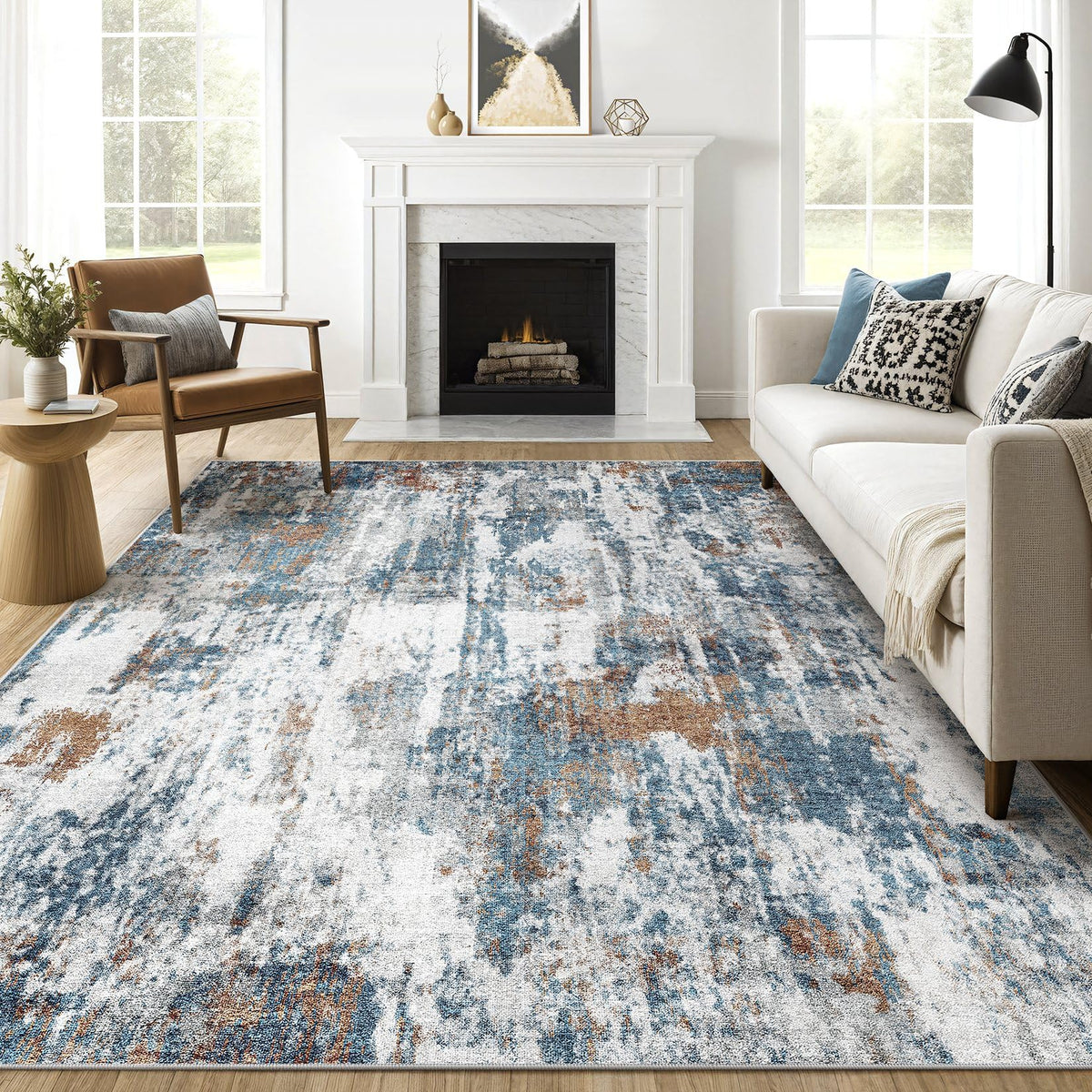 LOONGRUG 10x14 Area Rugs Washable Large Neutral Modern Living Room Rug