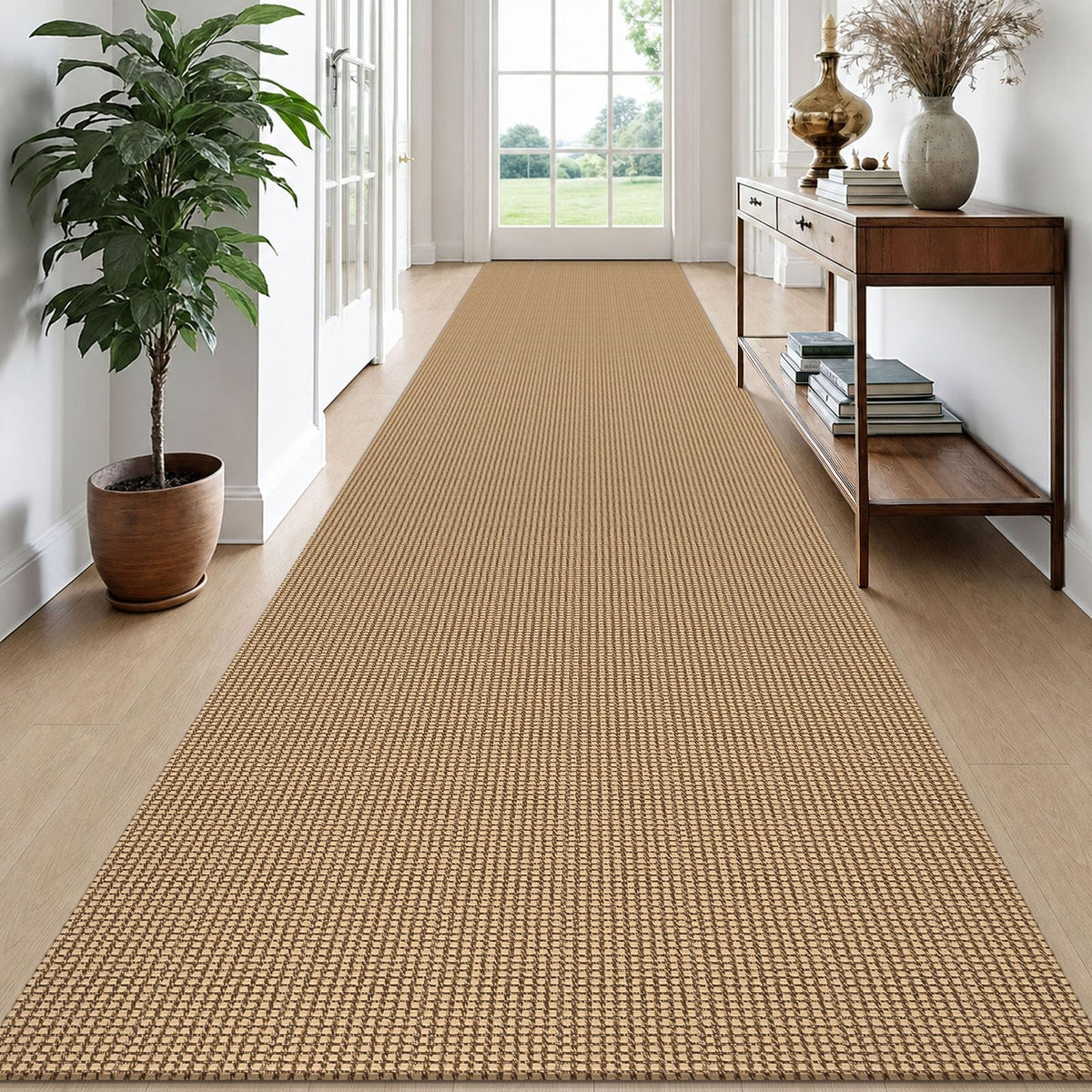 EARTHALL Woven Area Rug 3x5 Ft Washable Rugs for Entryway Braided Non Slip Rubber Backed Throw Rugs Door Mat Indoor Outdoor Entrance Cotton Carpet for Kitchen Foyer Front Door, Orange/Tan/Brown