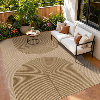 Easy Jute Rug for Pet Homes: 4x6 Outdoor Rug - Geometric Arch Pattern