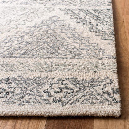 SAFAVIEH Micro-Loop Collection Area Rug - 9' x 12', Ivory & Grey, Handmade Moroccan Boho Wool, Ideal for High Traffic Areas in Living Room, Bedroom (MLP206A)
