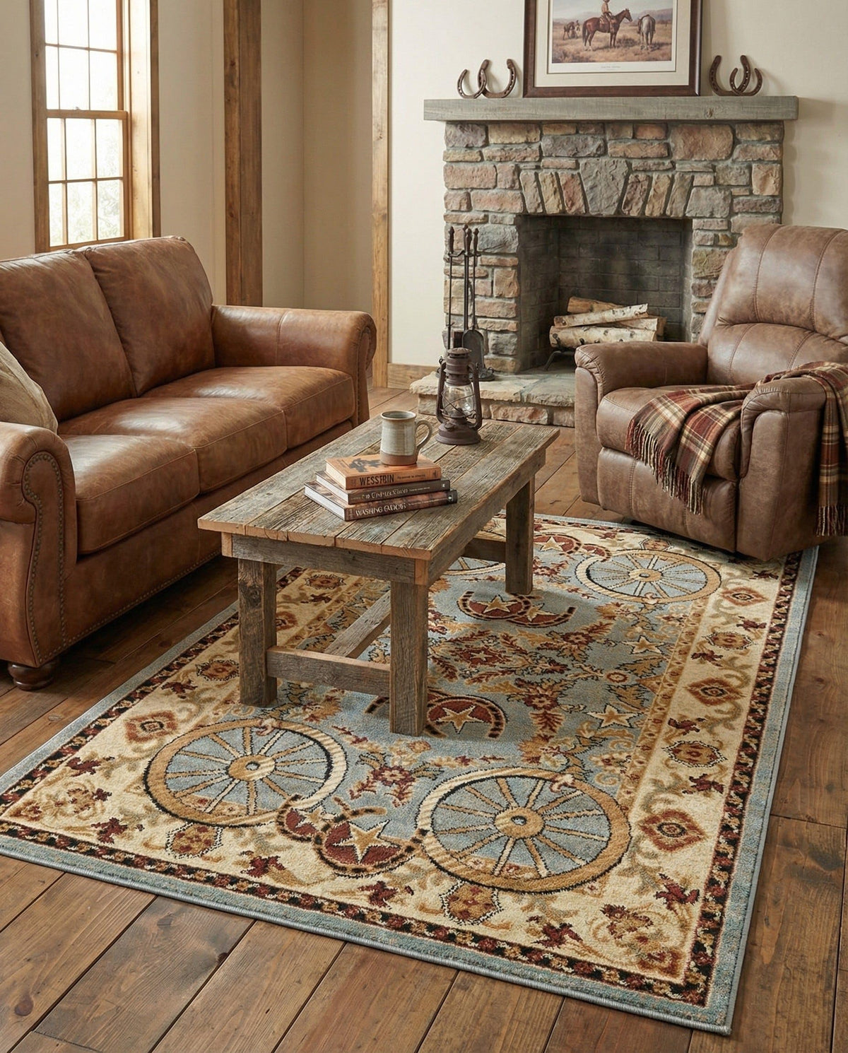 Rugs.com - Pioneer Rug – 5 Ft Square Ivory Easy-Clean Rug – Rustic Decor for Living Rooms, Bedrooms, and Entryways