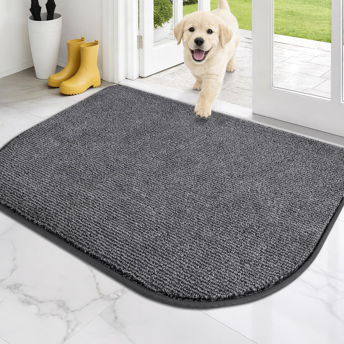 PURRUGS Dirt Trapping Indoor Door Mat, 20" x 31.5", Heathered Charcoal