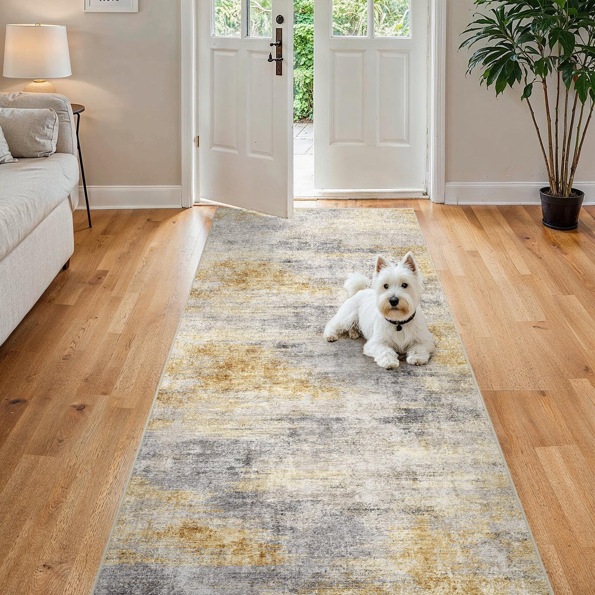 2'6"x8 Runner Rug Washable Moroccan: Non Slip Kitchen Long Floor Mat Gray