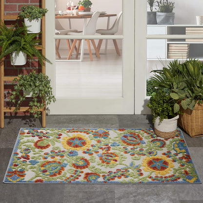 Nourison Home Aloha Natural Blue 2'3" x 10' Area Rug - Easy Clean, Non Shedding, Bed Room, Living Room, Dining Room, Kitchen (10' Runner)