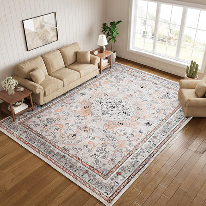 HOOBRO 2 x 3 Area Rugs Washable, Small Rugs for Entryway Kitchen Bathroom Mat Indoor Low Pile Soft Rug, Non-Slip Backing Stain Resistant Carpets, Pet Friendly Machine Washable, Vintage Beige EF01AR01