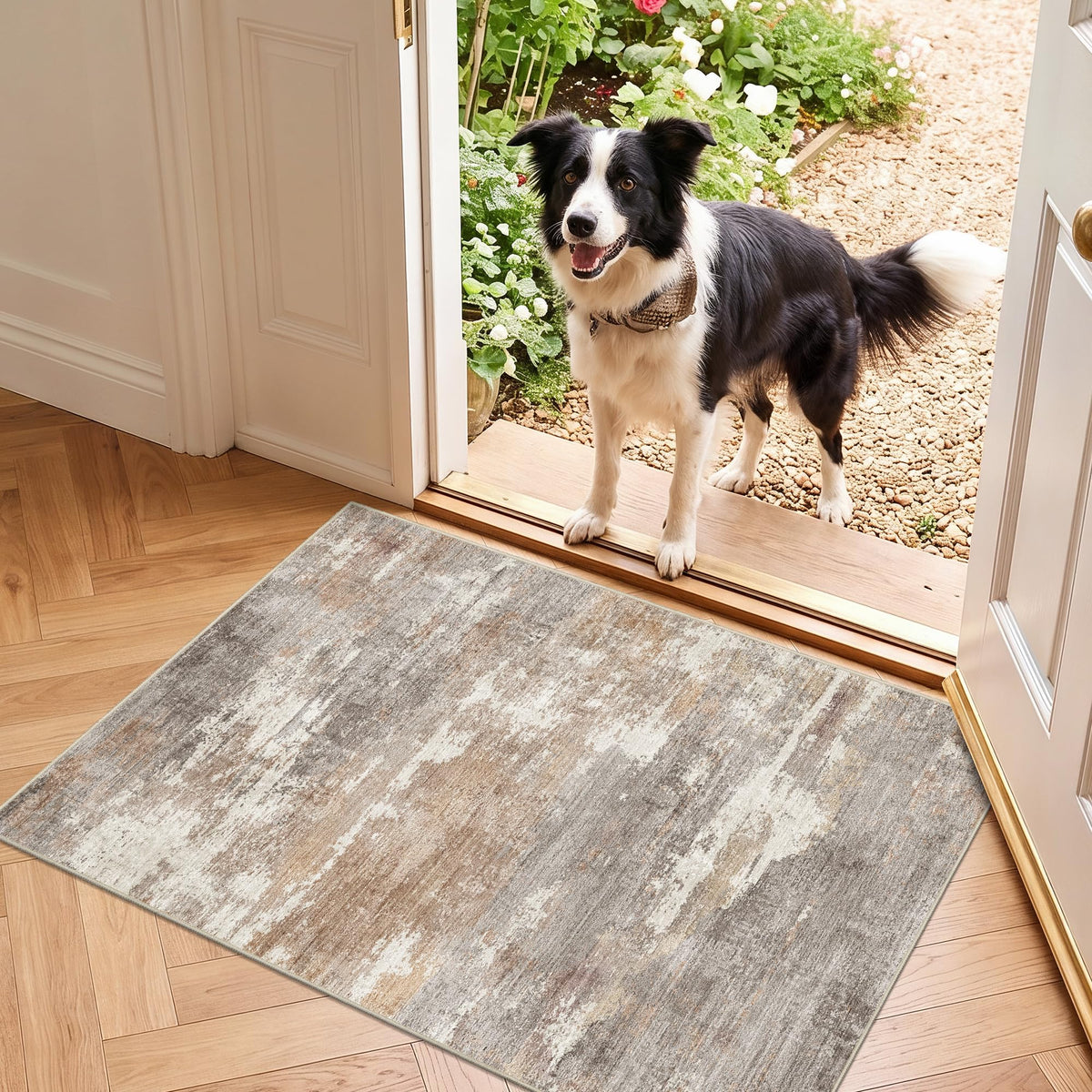 2'6"x8 Runner Rug Washable Moroccan: Non Slip Kitchen Long Floor Mat Gray
