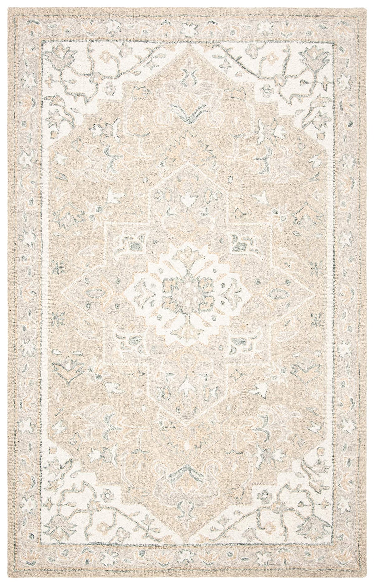 SAFAVIEH Micro-Loop Collection Area Rug - 9' x 12', Light Grey & Ivory, Handmade Medallion Wool, Ideal for High Traffic Areas in Living Room, Bedroom (MLP505F)