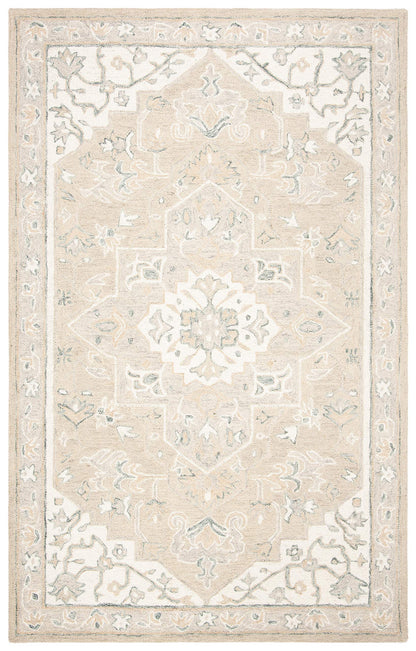 SAFAVIEH Micro-Loop Collection Area Rug - 9' x 12', Light Grey & Ivory, Handmade Medallion Wool, Ideal for High Traffic Areas in Living Room, Bedroom (MLP505F)