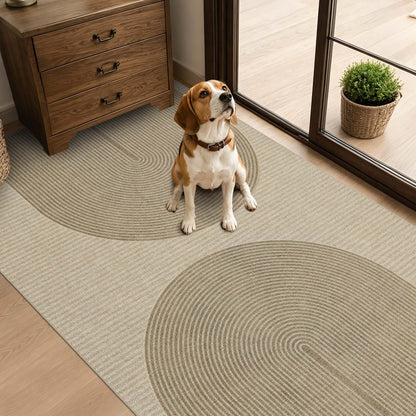 Easy Jute Rug for Pet Homes: 4x6 Outdoor Rug - Geometric Arch Pattern