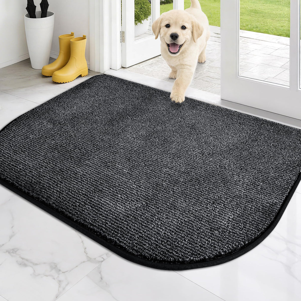 PURRUGS Dirt Trapping Indoor Door Mat, 20" x 31.5", Heathered Charcoal