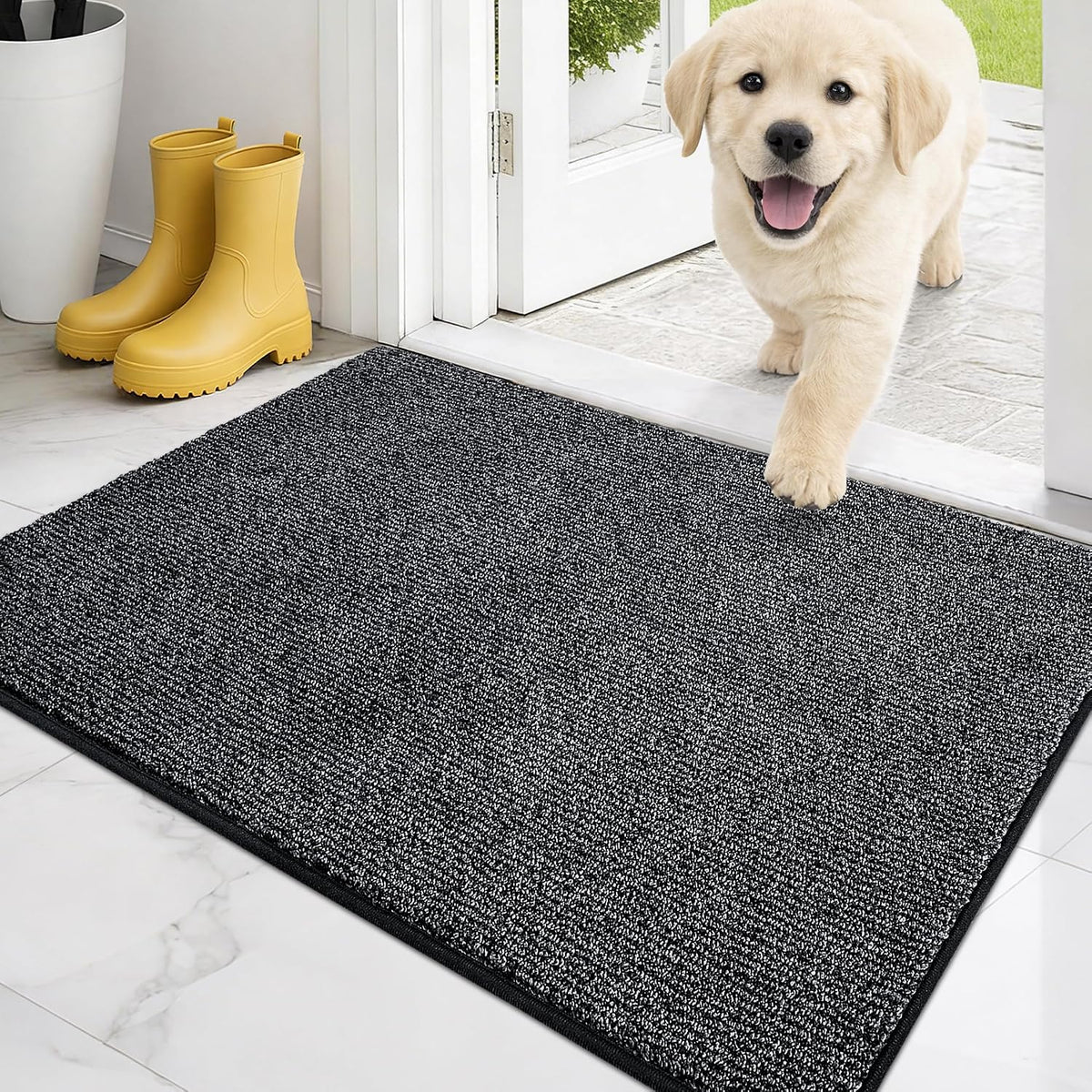 PURRUGS Dirt Trapping Indoor Door Mat, 20" x 31.5", Heathered Charcoal