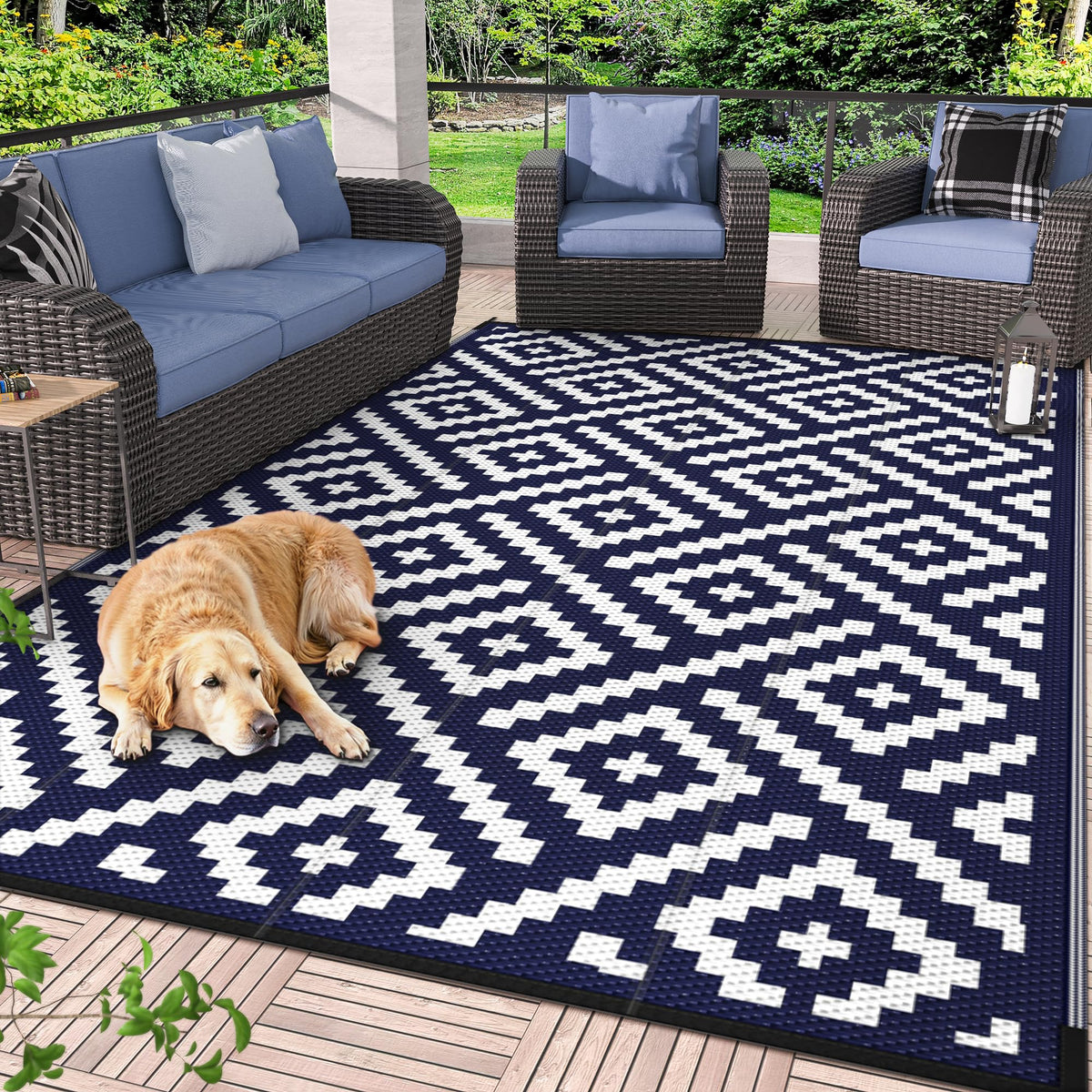 GENIMO Outdoor Rug, Waterproof Plastic Rugs for Patio, 5'x8' Cloud Grey