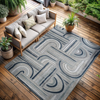 CAMILSON Indoor Outdoor Rug, Multi 5x7 Leaf Tropical Botanical Area Rugs for Indoor and Outdoor patios, Easy-Cleaning Non-Shedding Living Room, Garden and Kitchen Washable Outside Carpet (5 x 7)