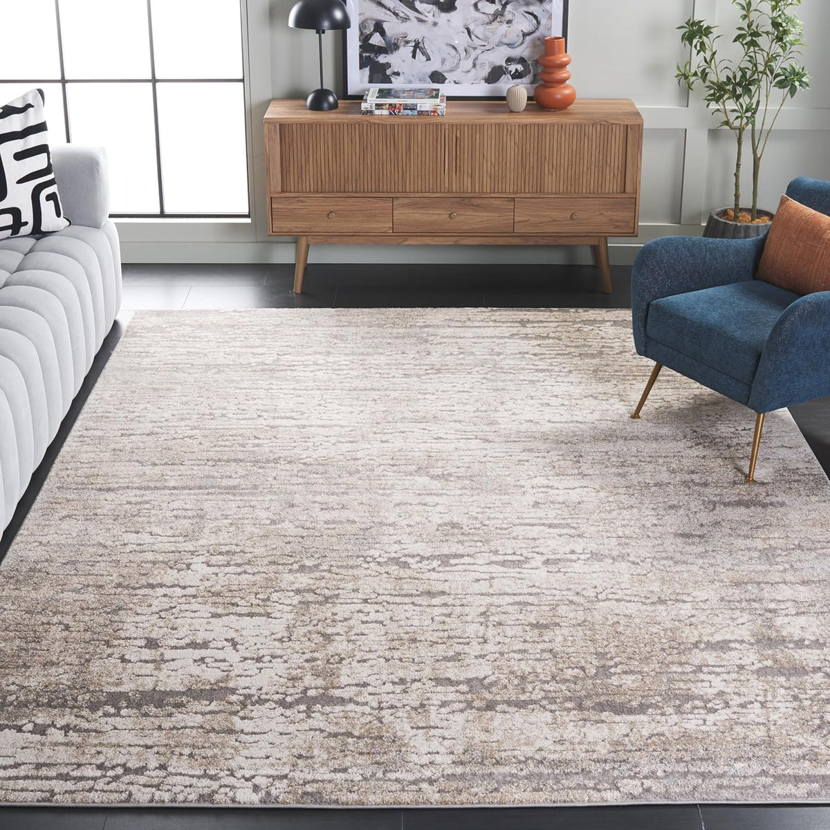 SAFAVIEH Spirit Area Rug 6'7"x9', Taupe & Ivory SPR126E