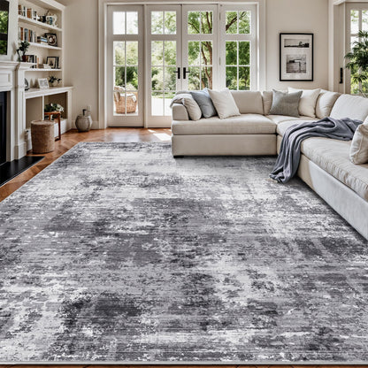 8x10 Rugs for Living Room - Modern Abstract Low Pile Washable Rug, Ultra Soft Non Slip Large Rugs, Floor Carpet for Bedroom Dining Room Office Laundry Nursery Home(Brown)