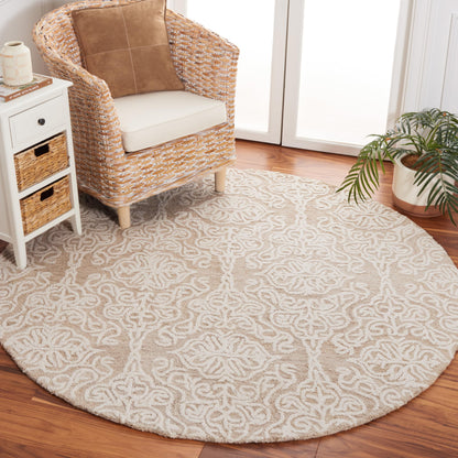 SAFAVIEH Blossom Collection Area Rug - 9' x 12', Beige & Ivory, Handmade Wool, Ideal for High Traffic Areas in Living Room, Bedroom (BLM112B)