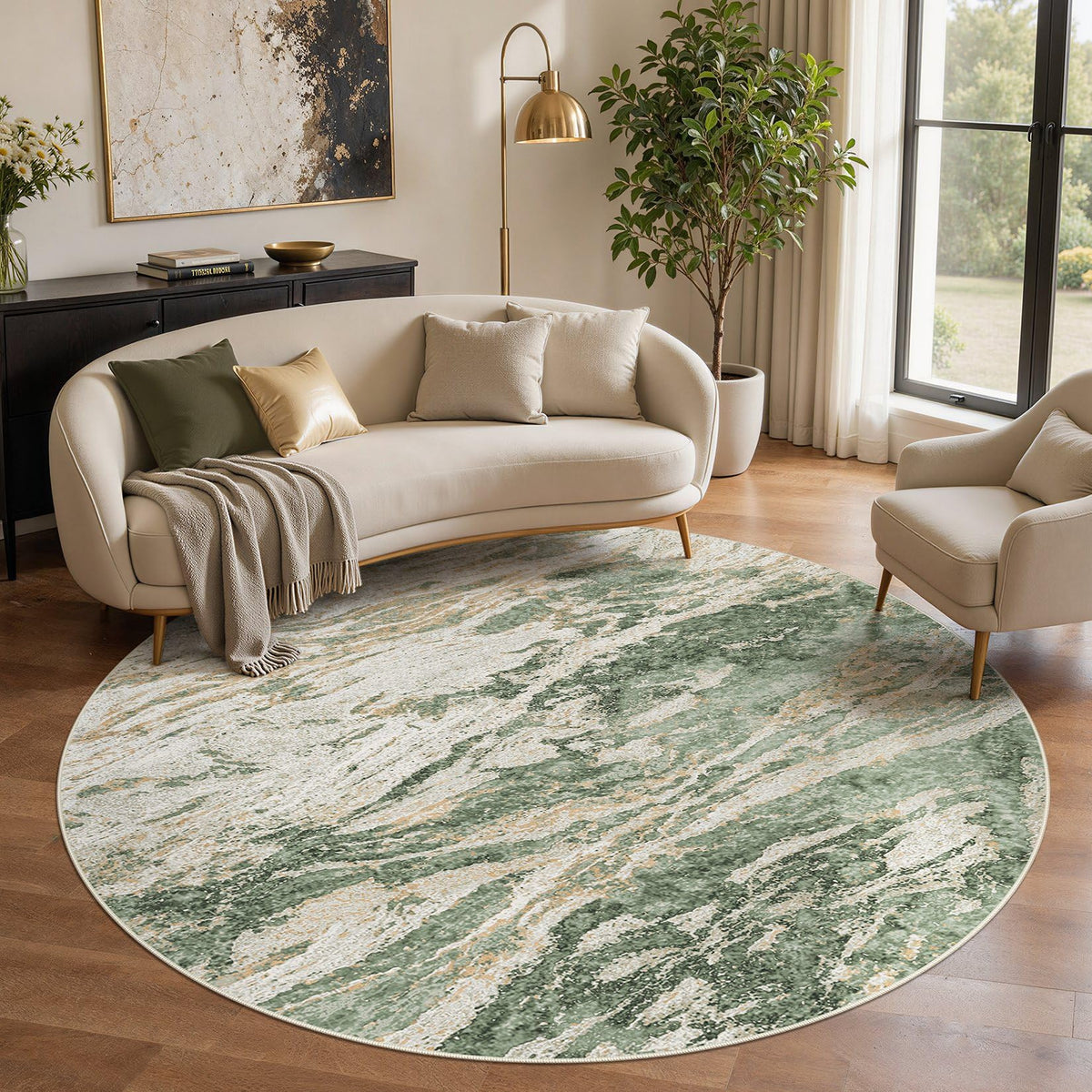 Area Rugs for Living Room: 9X12 Abstract Washable Rug Modern Neutral Large Soft Stain Resistant Non-Slip for Bedroom Dining Room Indoor Home Office Carpet - Blue Brown