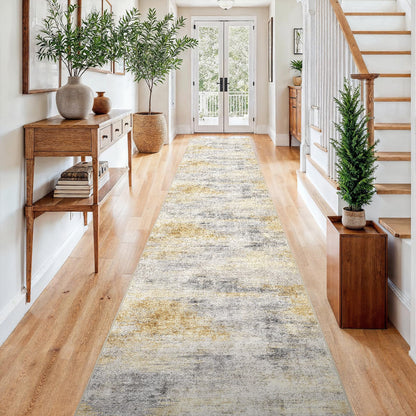 2'6"x8 Runner Rug Washable Moroccan: Non Slip Kitchen Long Floor Mat Gray