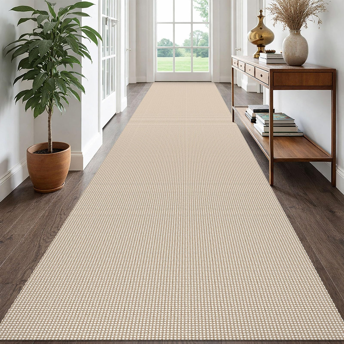 EARTHALL Woven Area Rug 3x5 Ft Washable Rugs for Entryway Braided Non Slip Rubber Backed Throw Rugs Door Mat Indoor Outdoor Entrance Cotton Carpet for Kitchen Foyer Front Door, Orange/Tan/Brown