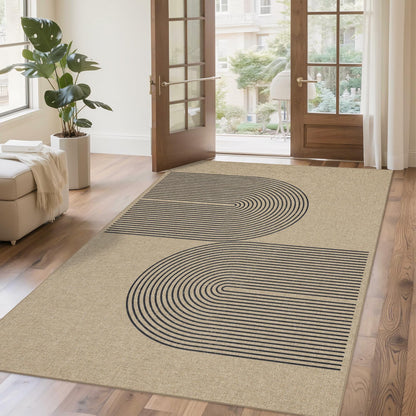 Easy Jute Rug for Pet Homes: 4x6 Outdoor Rug - Geometric Arch Pattern