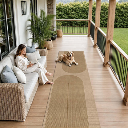 Easy Jute Rug for Pet Homes: 4x6 Outdoor Rug - Geometric Arch Pattern