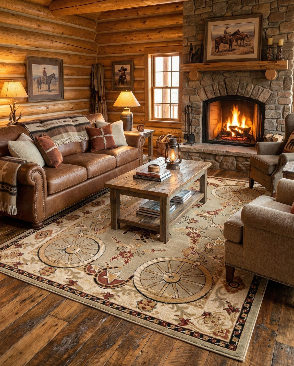 Rugs.com - Pioneer Rug – 5 Ft Square Ivory Easy-Clean Rug – Rustic Decor for Living Rooms, Bedrooms, and Entryways