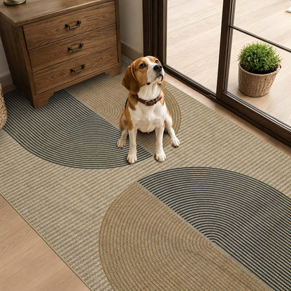 Easy Jute Rug for Pet Homes: 4x6 Outdoor Rug - Geometric Arch Pattern