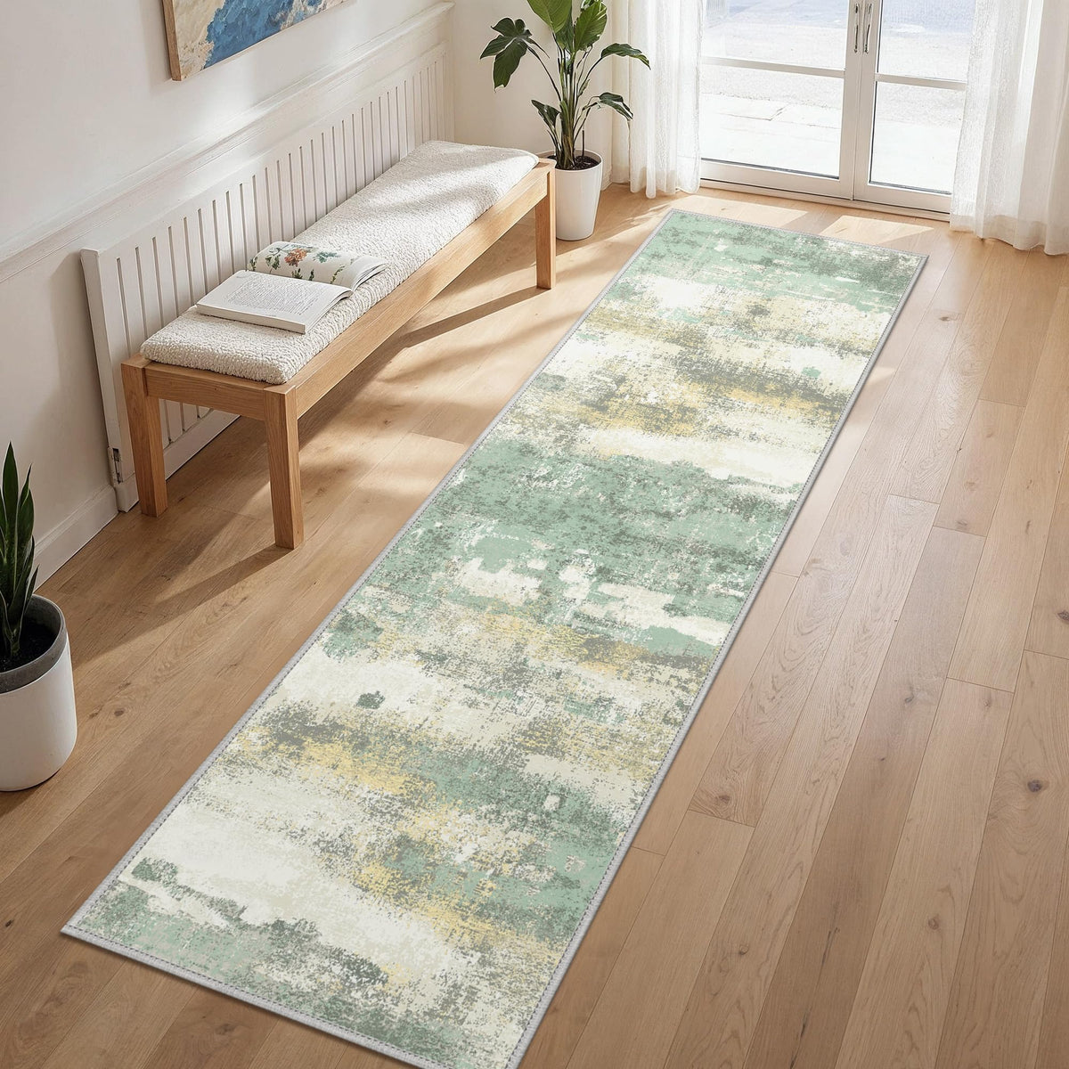 GENIMO 9x12 Area Rug Washable Non Slip for Living Room, Navy Blue Gray