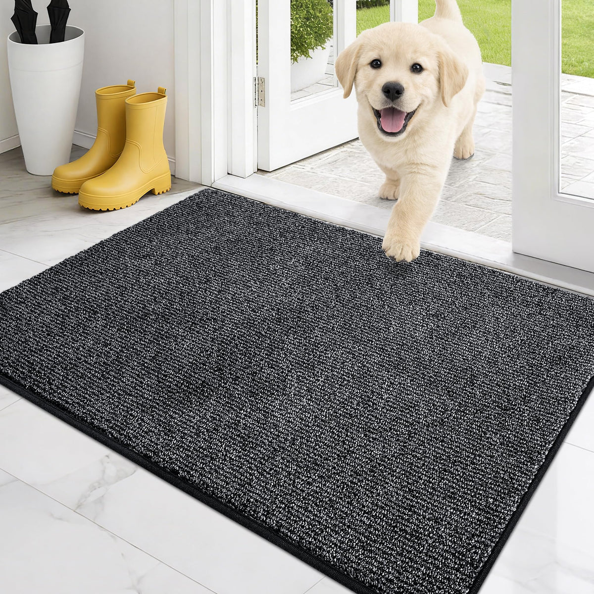 PURRUGS Dirt Trapping Indoor Door Mat, 20" x 31.5", Heathered Charcoal