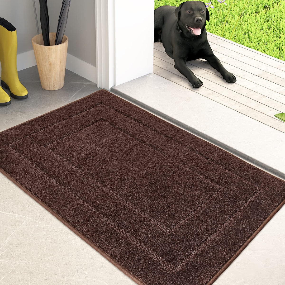 PURRUGS Dirt Trapping Door Mat Indoor Entrance, 20" x 31.5", Beige