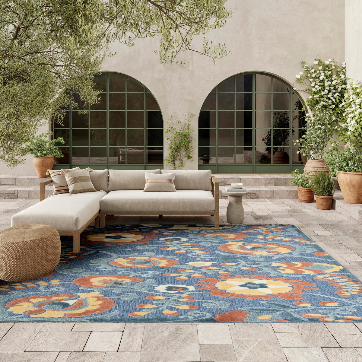 Nourison Home Aloha Natural Blue 2'3" x 10' Area Rug - Easy Clean, Non Shedding, Bed Room, Living Room, Dining Room, Kitchen (10' Runner)