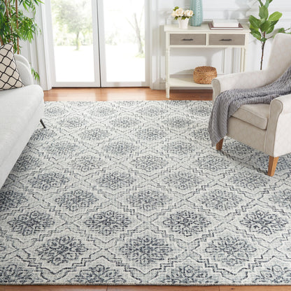 SAFAVIEH Abstract Collection Area Rug - 6' x 9', Blue & Grey, Handmade Wool, Ideal for High Traffic Areas in Living Room, Bedroom (ABT201A)