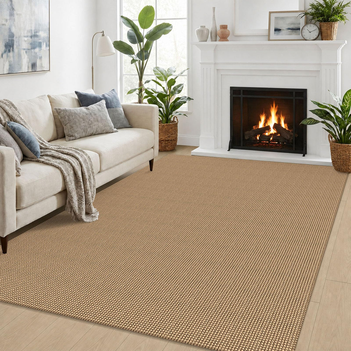 EARTHALL Woven Area Rug 3x5 Ft Washable Rugs for Entryway Braided Non Slip Rubber Backed Throw Rugs Door Mat Indoor Outdoor Entrance Cotton Carpet for Kitchen Foyer Front Door, Orange/Tan/Brown