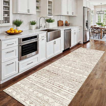 2'6"x8 Runner Rug Washable Moroccan: Non Slip Kitchen Long Floor Mat Gray