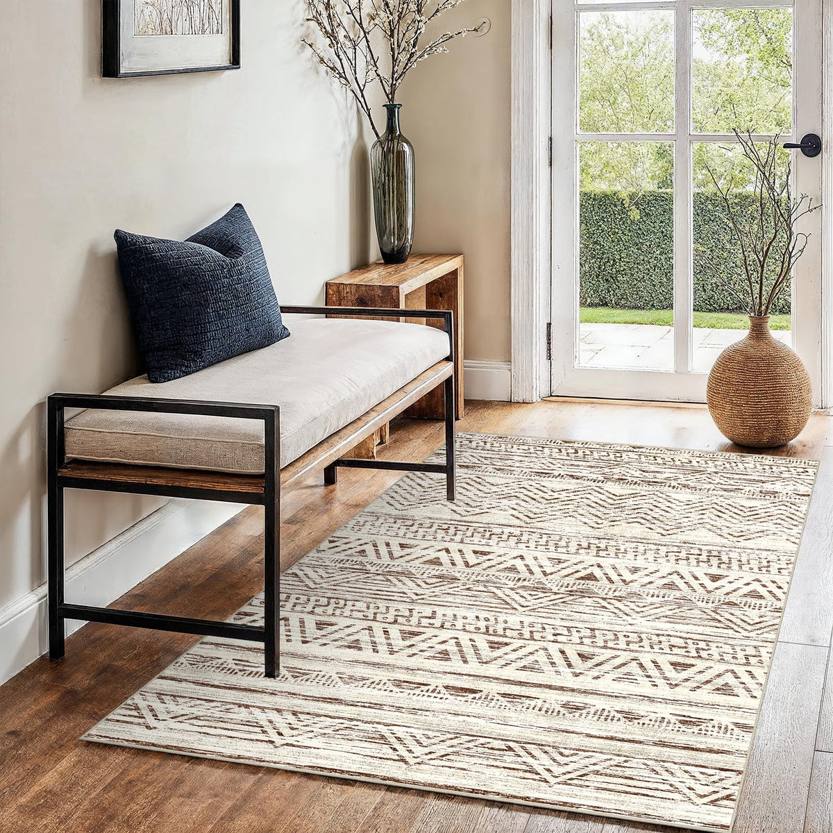 2'6"x8 Runner Rug Washable Moroccan: Non Slip Kitchen Long Floor Mat Gray