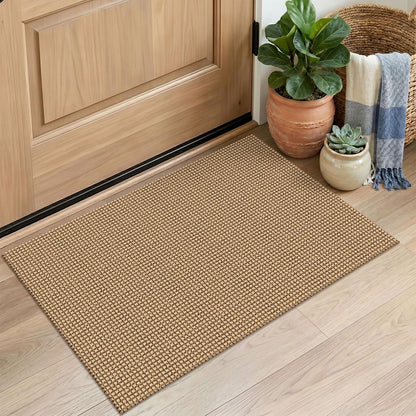 EARTHALL Woven Area Rug 3x5 Ft Washable Rugs for Entryway Braided Non Slip Rubber Backed Throw Rugs Door Mat Indoor Outdoor Entrance Cotton Carpet for Kitchen Foyer Front Door, Orange/Tan/Brown