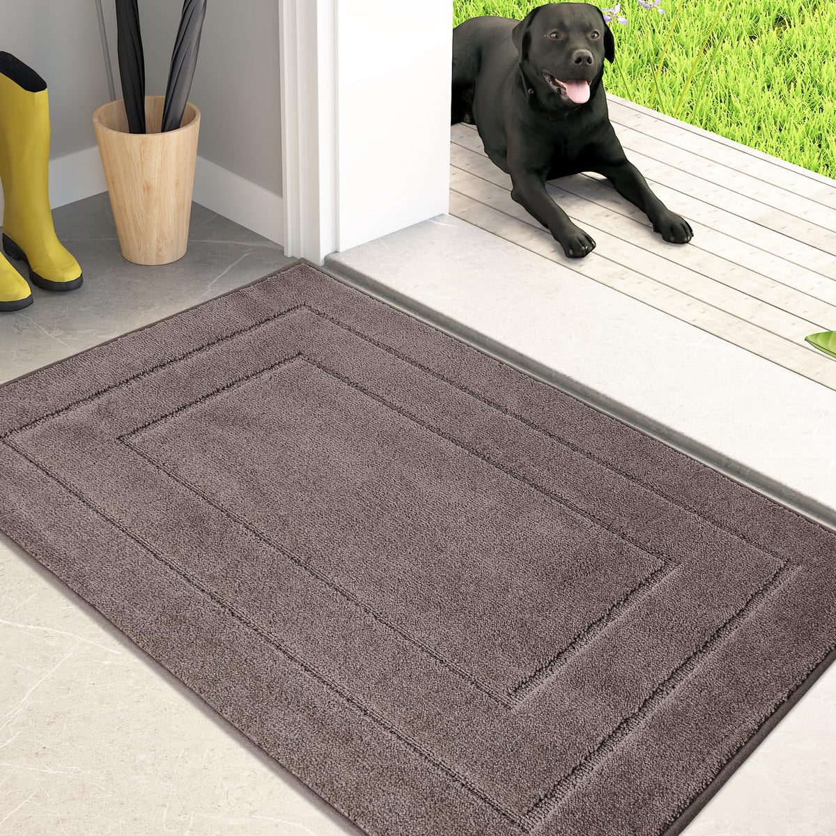 PURRUGS Dirt Trapping Door Mat Indoor Entrance, 20" x 31.5", Beige